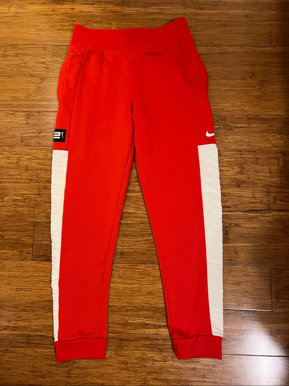 Nike Red and White Kids Colorblock Joggers